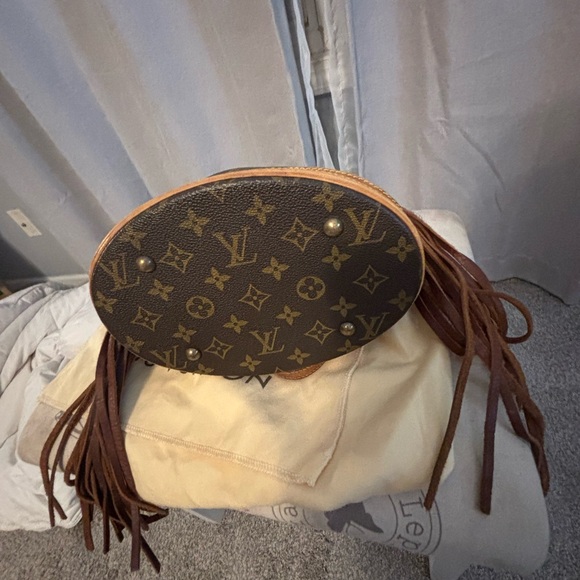 Upcycled Louis Vuitton Black and Brown Monogram Fringe Festival Bag - Picture 3 of 7